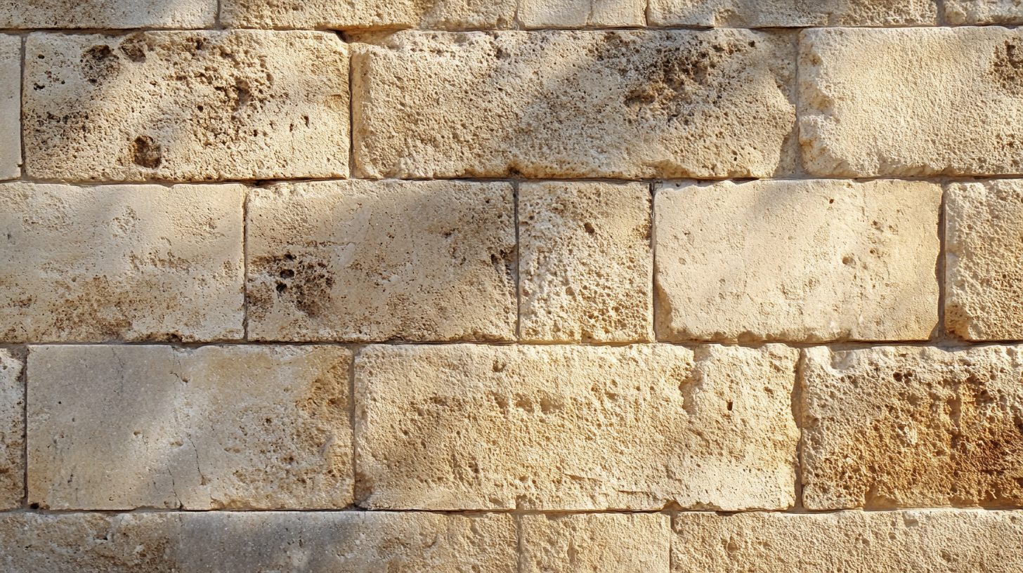 Softly lit weathered Jerusalem limestone wall